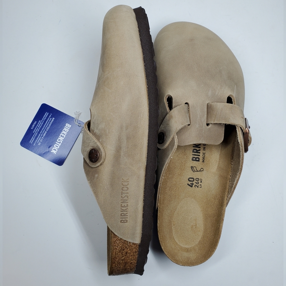 New Birkenstock Boston Tobacco Brown Leather Clogs - Picture 3 of 5